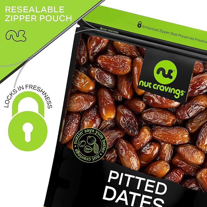 NUT CRAVINGS - Sun Dried Deglet Noor Dates Pitted, No Sugar Added, Unsulphured (16oz, 1 LB) Bulk