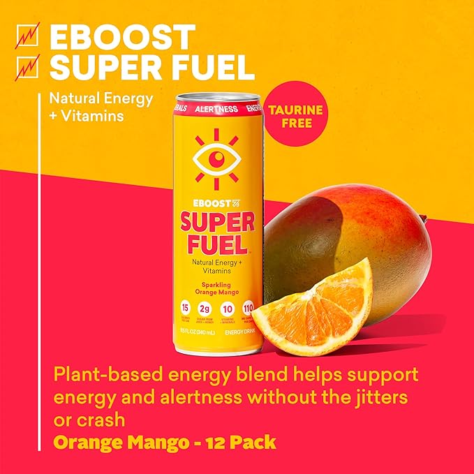 EBOOST Super Fuel Healthy Energy Drink - Caffeine from Natural & Clean Ingredients For Focus and