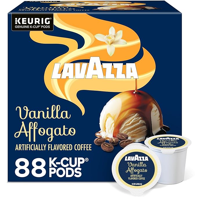 Lavazza Vanilla Affogato Coffee, Single Serve Keurig K-Cup Pods, Flavored Coffee, 88-Count Box (4