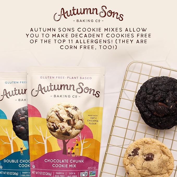 Autumn Sons Baking Co. Gluten Free Chocolate Chunk & Double Chocolate Chunk Cookie Mix Combo Pack.