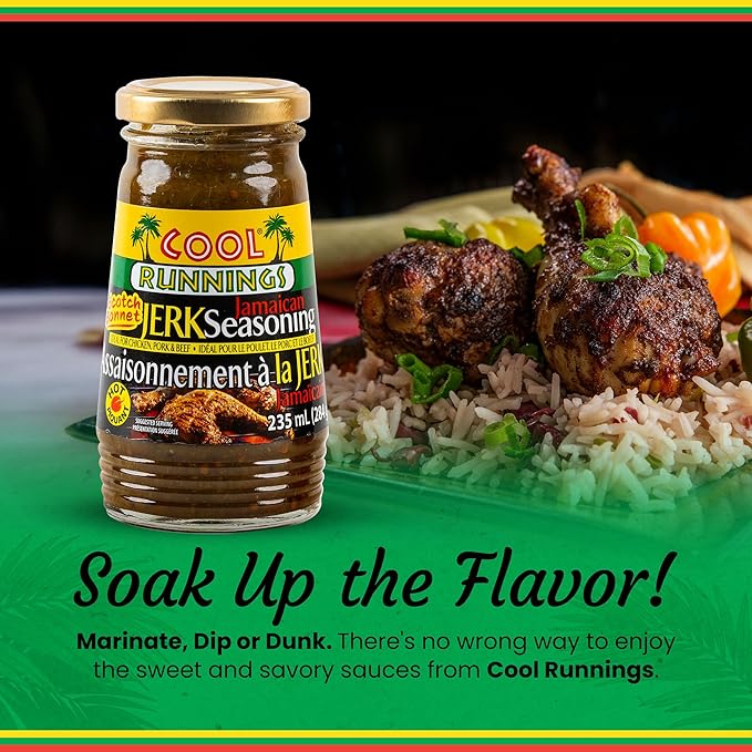Cool Runnings Jerk Jamaican Seasoning Scotch Bonnet Sauce 284g - Authentic Jamaican Sauce Packed