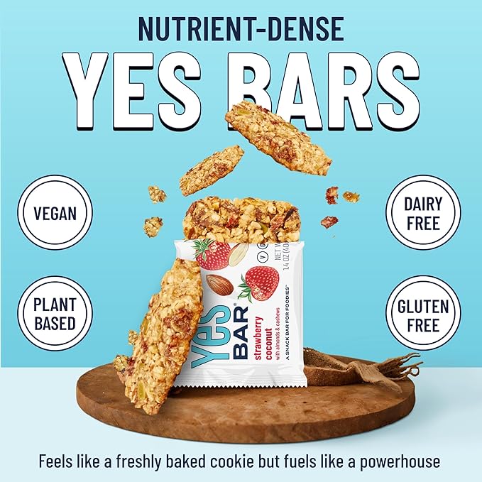 The YES Bar ??Strawberry Coconut ??Plant Based Protein, Decadent Snack Bar ??Vegan, Paleo, Gluten
