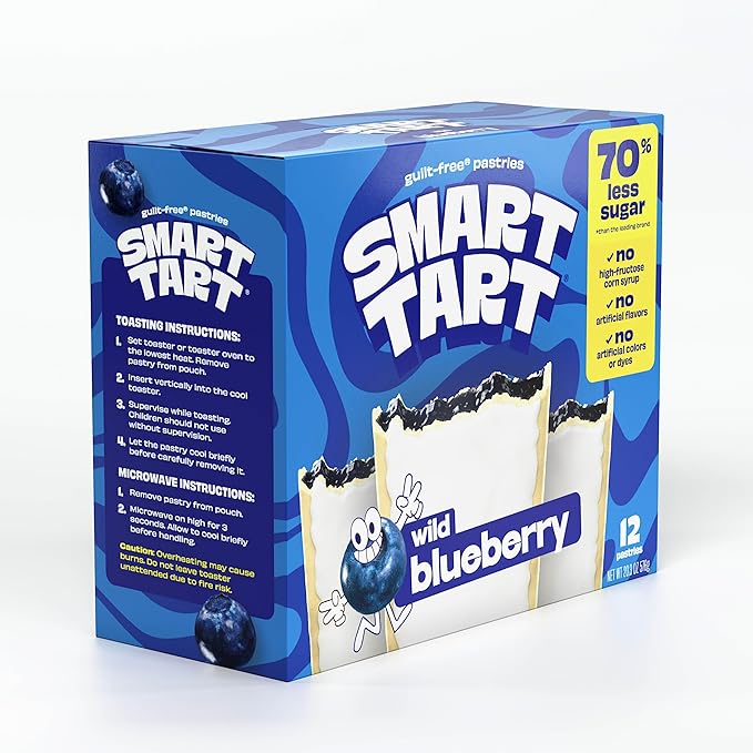 Smart Tart Toaster Pastries Wild Blueberry - Low Sugar Snacks, Healthy Breakfast Pastry, On the Go