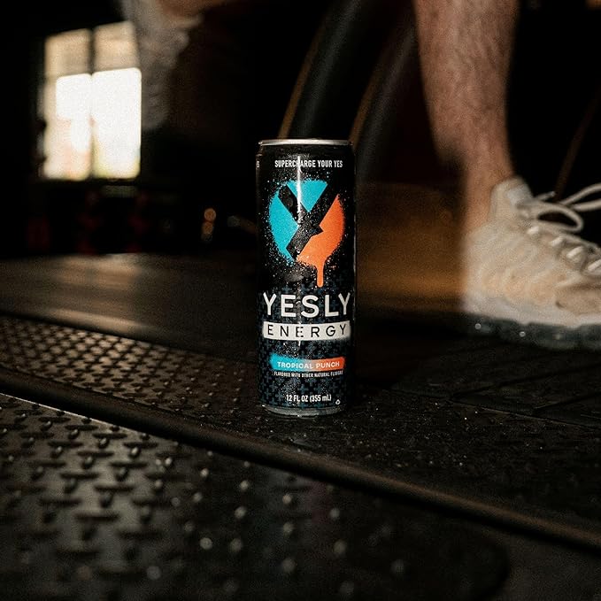 Yesly Energy Drink, Tropical Punch, Naturally Flavored Sparkling Energy Drink With Electrolytes