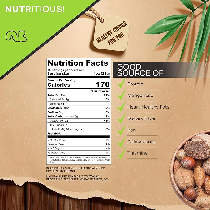 NUT CRAVINGS - Mixed Nuts (In Shell) Brazil, Walnuts, Filberts, Almonds, Pecans (16oz - 1 LB)