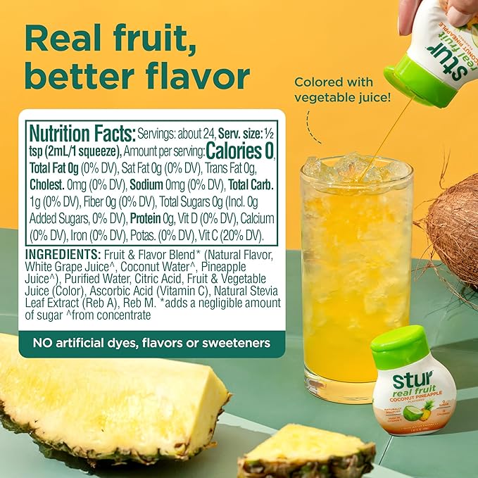 Stur Liquid Water Enhancer | Coconut Pineapple | Naturally Sweetened | High in Vitamin C &
