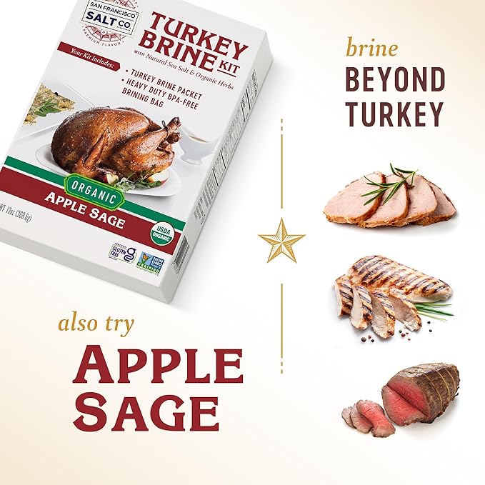 Organic Turkey Brine Kit - 13 oz. Garlic Rosemary Brine with BPA-Free Brine Bag for Whole, Smoked