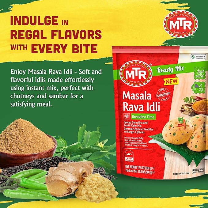 MTR Instant Masala Rava Idli Mix - Ready to Cook Authentic Indian Breakfast, Lunch, Dinner or Snack