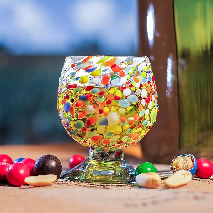 Authentic Mexican Tequila Hand Blown Shot Glasses - Set of 4-2 oz - Mini Glass Snifters - Heavy
