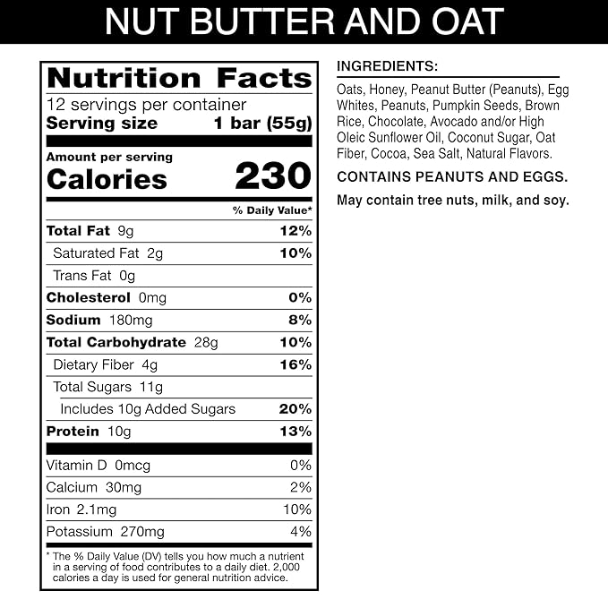 RXBAR Nut Butter and Oat Protein Bars, Protein Snacks, Snack Bars, Dark Chocolate Peanut Butter