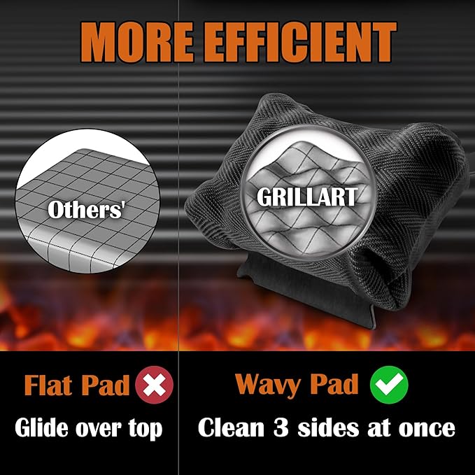 GRILLART Bristle Free Grill Brush Kit, Reinforced Outdoor Grill Brushes, Safe Cleaning Tools with
