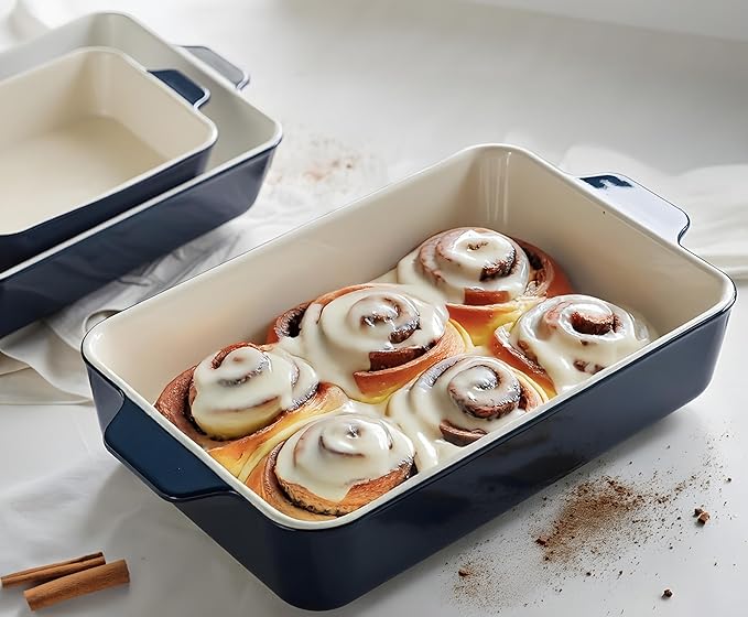 Kook Casserole Dish, Ceramic Baking Dish, Large Lasagna Pan Deep for Oven, 8.5 x 14, 11 x 7, 8 x 5