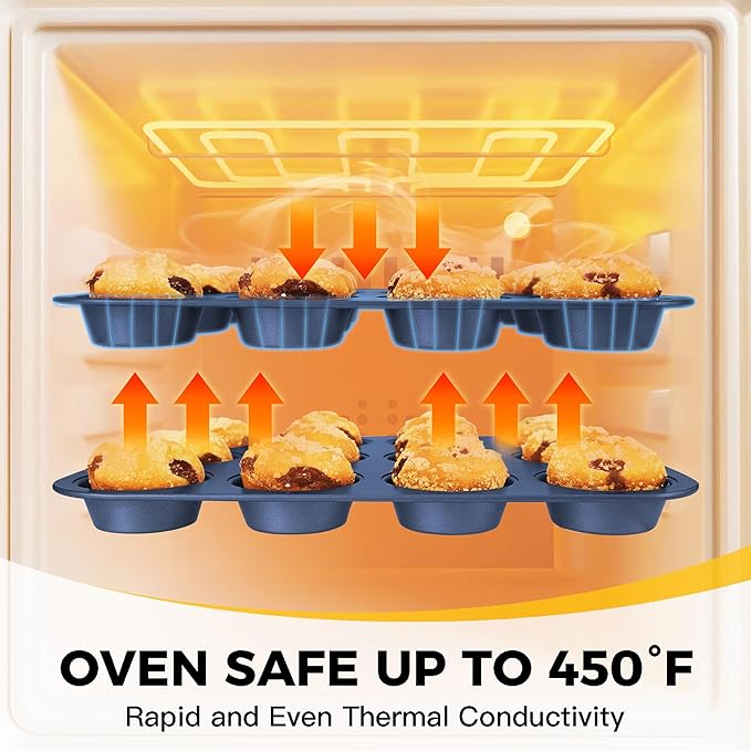 HONGBAKE Bakeware Sets, Baking Pans Set, Nonstick Oven Pan for Kitchen with Wider Grips, 10-Piece