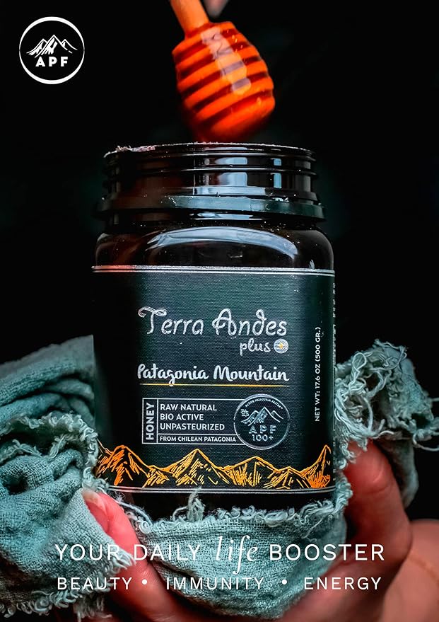Patagonia Mountain Honey APF 100+ by TERRA ANDES PLUS | Raw natural organic honey. Highest