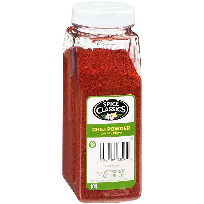 Spice Classics Chili Powder, 16 oz - One 16 Ounce Container of Ground Chili Powder Made from Chili