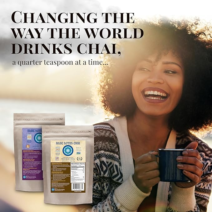 Blue Lotus Chai - Organic Golden Rooibos Masala Chai - Makes 265 Cups - 8oz Bag Masala Spiced Chai