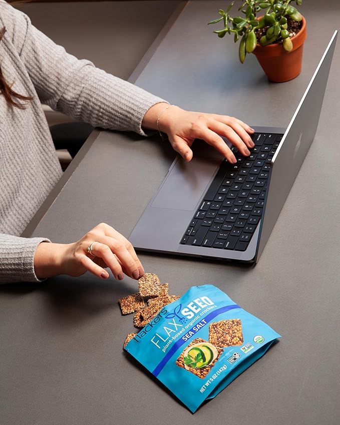 Flackers Organic Sea Salt Flaxseed Crackers, 5 Ounce 1-Pack, Gluten Free, Non GMO, Vegan, Keto