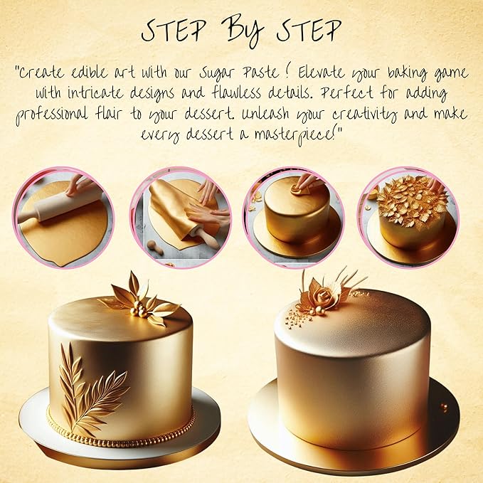 Confect Glistening Gold Fondant | Edible Metallic Fonadant | Chefs Choice Gold Fondant for