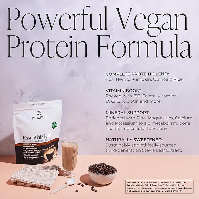 Arbonne EssentialMeal Meal Replacement Shake - Protein Shake, Vegan Protein Powder, Complete Daily