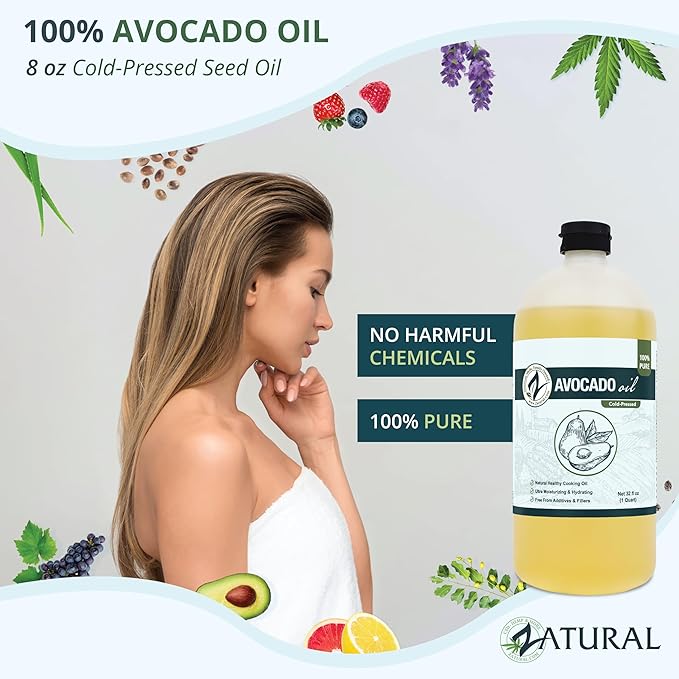 Zatural 100% Avocado Oil Pure Natural without Additives, Clean, Cold Pressed, Non-GMO, Vegan: For