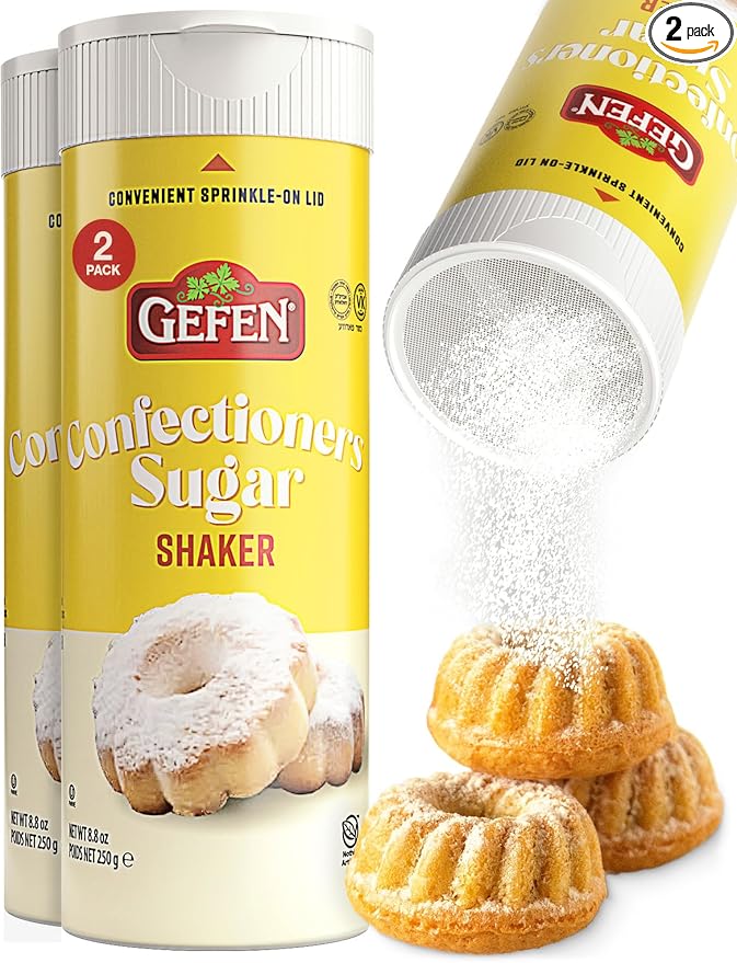 Gefen Confectioners Sugar Shaker, 8.8oz (2 Pack) | Powdered Sugar | Corn Free | Gluten Free |