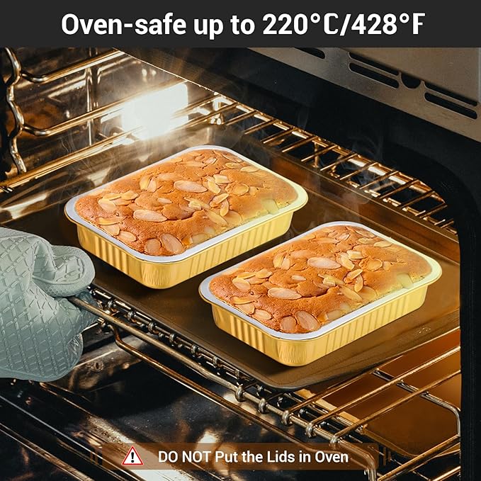 EUSOAR Creme Brulee Ramekins Disposable, Gold 20oz 50pcs Aluminum Foil Mini Cake Bread Pans, Muffin