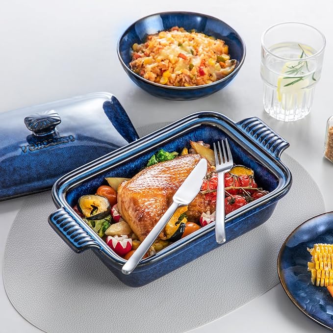 vancasso Starry Casserole Dish With Lid, 1.9 Quart Deep Lasagna Pan Ceramic Bakeware Covered