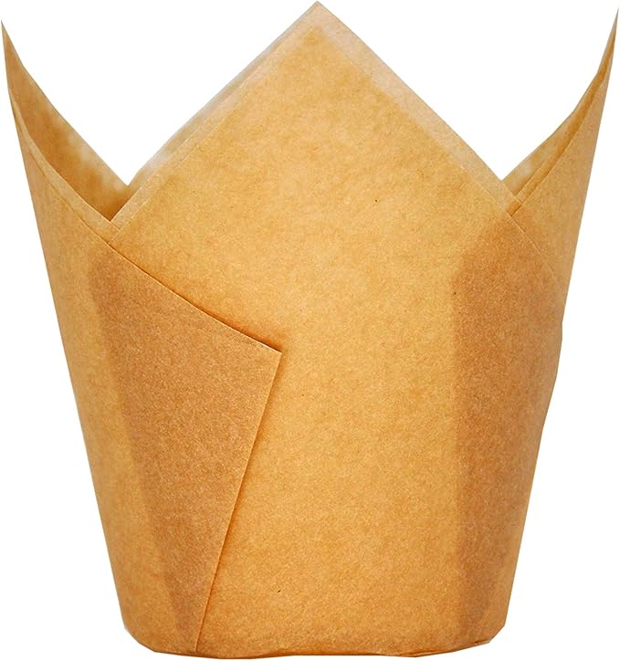 Large Muffin Greaseproof paper Baking cupcake cups Case of 500 pcs, 2-1/4" x 4" Natural Tulip