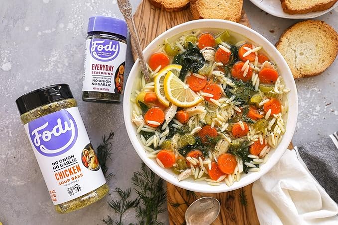 Fody Foods Cooking Bundle | Chicken & Vegetable Soup Base, Garlic & Shallot Infused Olive Oil | Low