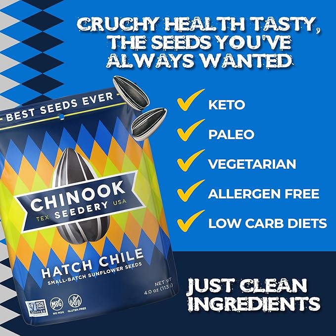 Chinook Seedery Roasted Sunflower Seeds - Jumbo Seeds Keto Snacks - Best For Snack Packs - Gluten