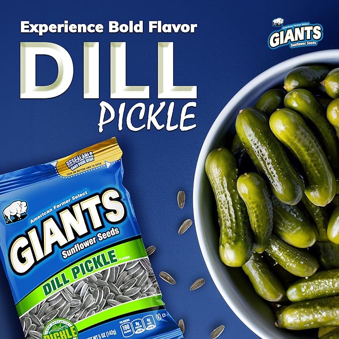 GIANTS Dill Pickle Sunflower Seeds - Sunflower Seeds Bulk, Big Sunflower Seeds to Eat, Roasted &