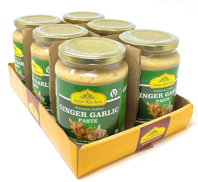 Asian Kitchen Ginger Garlic Cooking Paste 26.5oz (750g) Glass Jar, Pack of 5+1 FREE ~ Vegan |