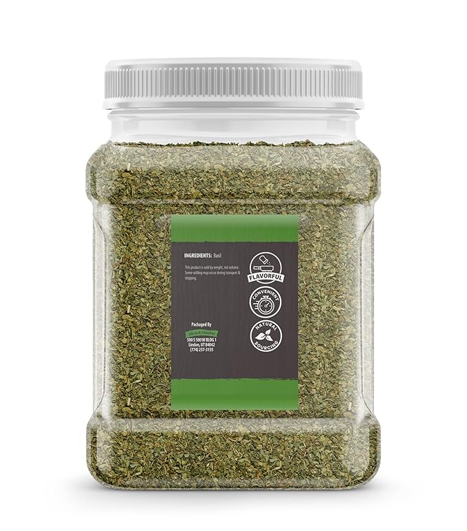 Birch & Meadow 10 oz of Basil Leaves, Cut & Sifted, Sweet Peppery Flavor