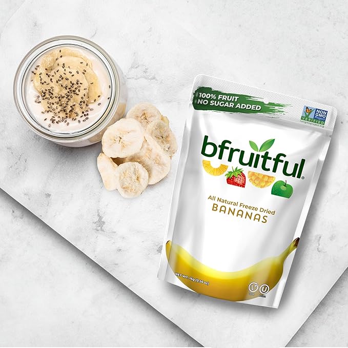 bfruitful Freeze-Dried Banana, Freeze Dried Fresh Fruit Bites, Gluten Free, Vegan, Dairy Free