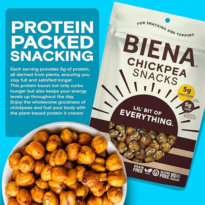 Biena Crispy Roasted Chickpea Snacks, Lil??Bit of Everything, High Protein Snacks, High Fiber