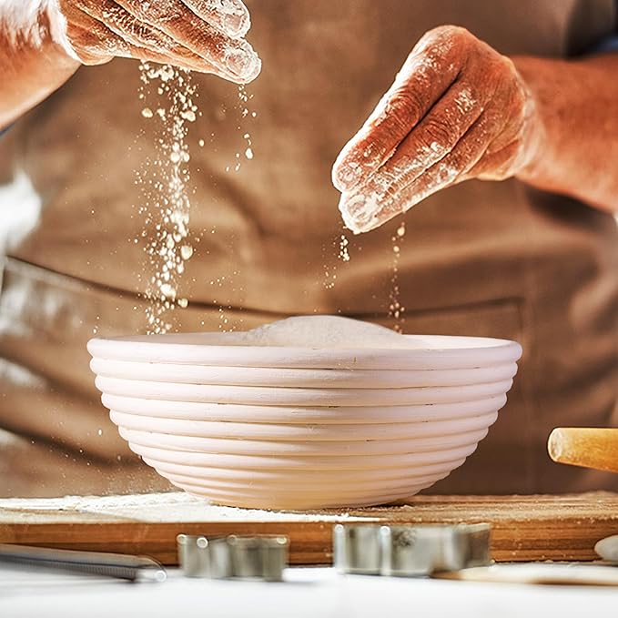Bread Proofing Baskets Set of 2, Round Shaped Dough Proofing Bowls Linerssourdough starter kit