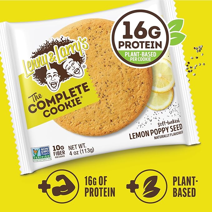 Lenny & Larry's The Complete Cookie, Lemon Poppy Seed, Soft Baked, 16g Plant Protein, Vegan