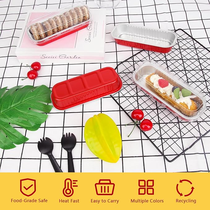 LNYZQUS Mini Baking Pans With Lids 50 Pack, 6.8oz Aluminum Foil Small Loaf Pans Tins