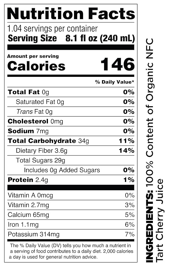 Pomona Organic Pure Tart Cherry Juice, Cold Pressed, Non-GMO, No Sugar Added, Not from Concentrate