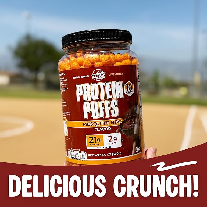 Twin Peaks Protein Puffs - (Mesquite Barbecue), Keto Friendly, Low Carb Snack (300g, 21g Protein