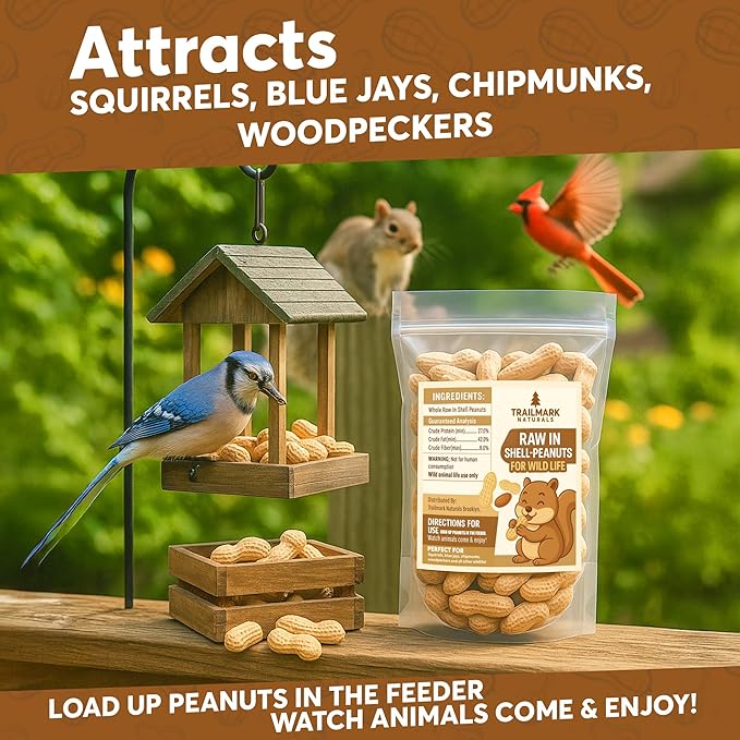 25 LB - Raw Peanuts For Squirrels, Raw In Shell Peanuts For Birds and Wildlife- Squirrel Food, Wild