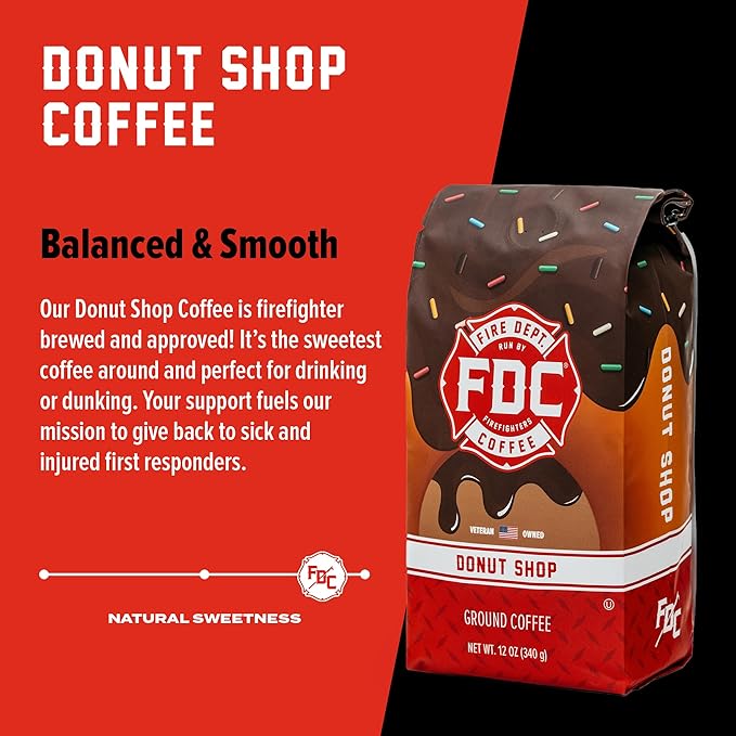 Fire Department Coffee - Gives Back to Firefighters - Sweet & Smooth Donut Shop Coffee Beans