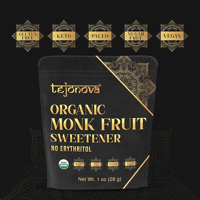 Organic Monk Fruit Powder, Pure Monk Fruit Sweetener No Erythritol, Monkfruit Sweetener Pure
