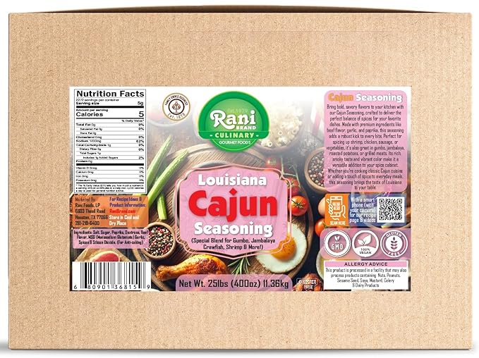 Rani Louisiana Cajun Seasoning (Special Blend for Gumbo, Jambalaya Crawfish, Shrimp) 400oz (25lbs)