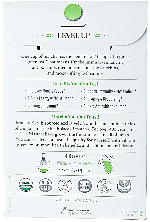 Matcha Green Tea Powder Single Serving Sticks, Dr. Weil's Ceremonial Organic Matcha Powder Singles