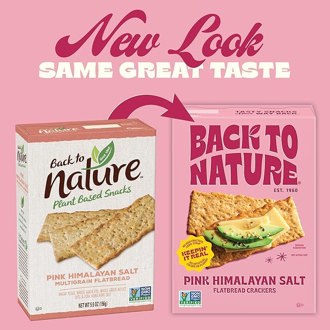 Back to Nature Pink Himalayan Sea Salt Multigrain Flatbread Crackers, Non-GMO, Vegan Friendly, Made