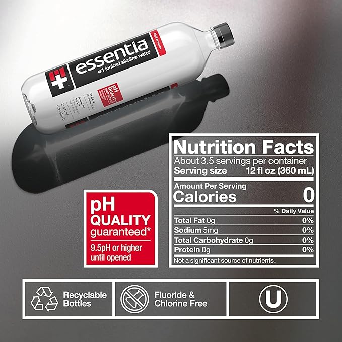 Essentia Water LLC , 99.9% Pure, Infused with Electrolytes for a Smooth Taste, pH 9.5 or Higher;