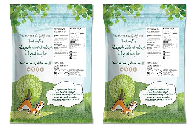 Food to Live Organic Whole Macadamia Nuts, 18 Pounds – Non-GMO, Raw, Shelled, Unsalted, Kosher