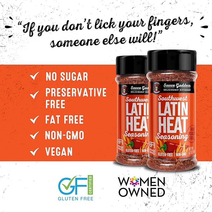 Sauce Goddess Southwest Latin Heat Shaker (2-Pack) - BBQ Rub with Tons of Cumin and Oregano Flavor
