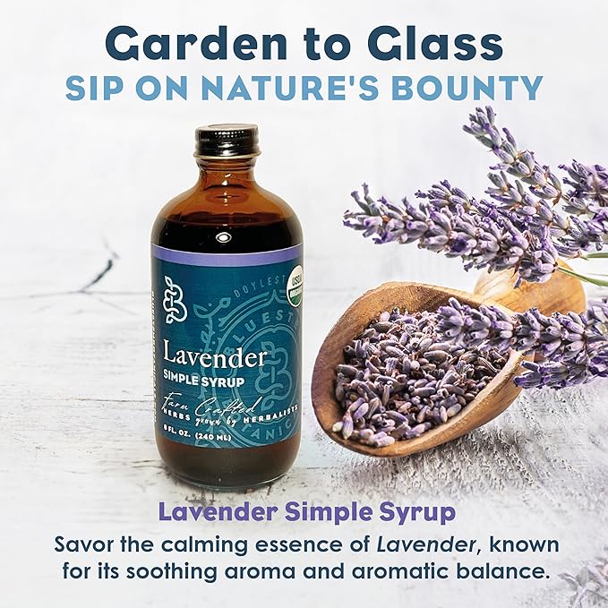 Bluestem Botanicals Organic Lavender Simple Syrup, 8 oz, Cocktail and Mocktail Mixer for Drinks